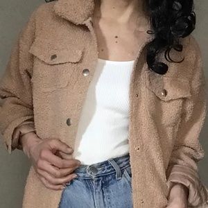 Beige Teddy Shacket